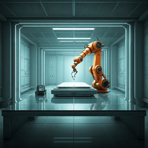 High-tech laboratory environment with robotic precision — enterprise system integration
