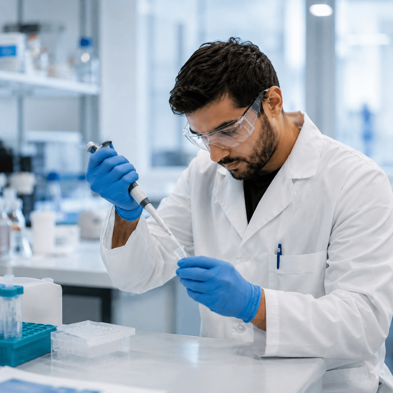 Lab technician working in a laboratory setting